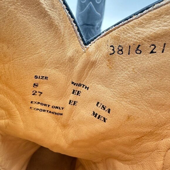 Los Altos Western Wear Men Size 8EE Black Leather Pointed Toe Cowboy Boot - Picture 10 of 13